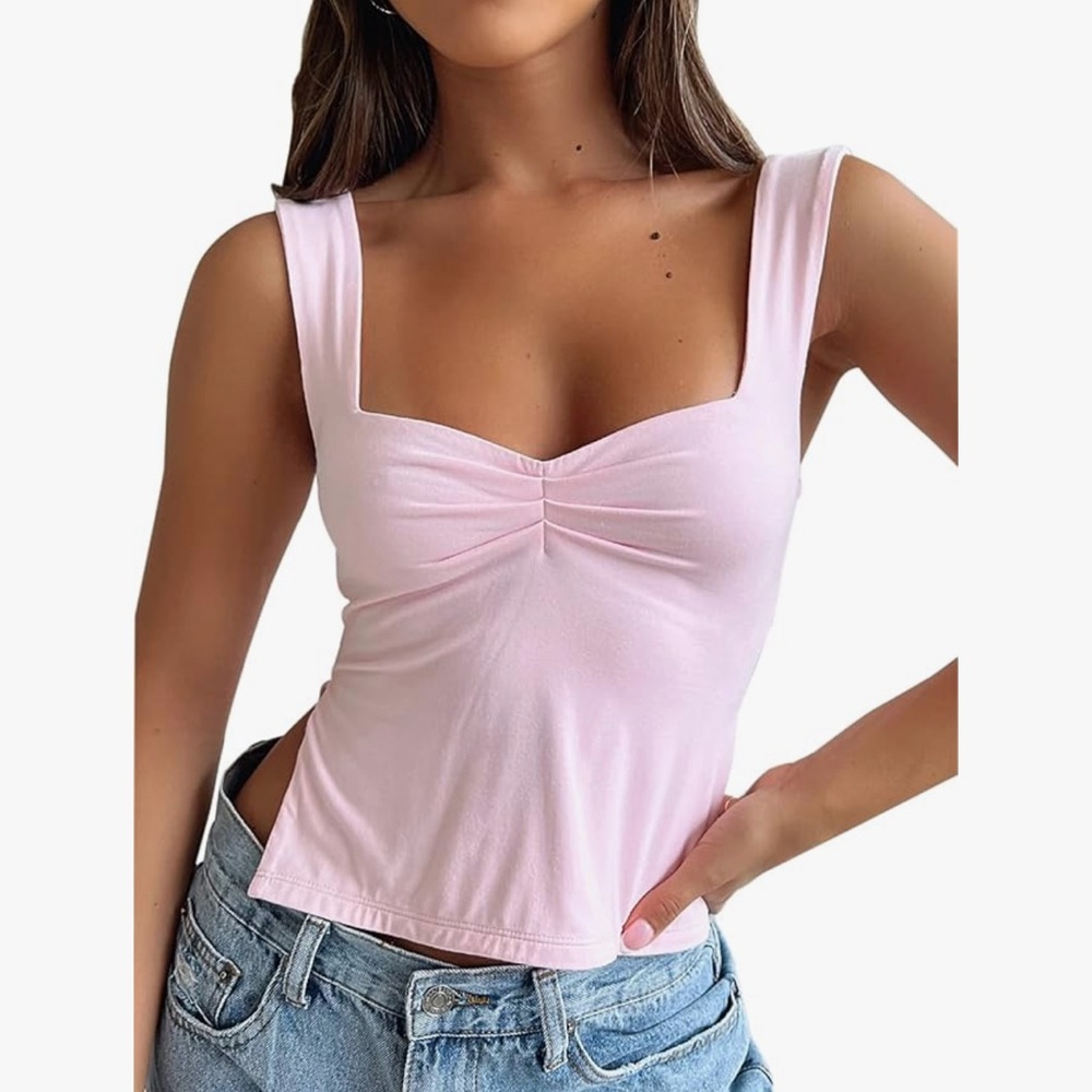 White Fox Taking Off Top Baby Pink